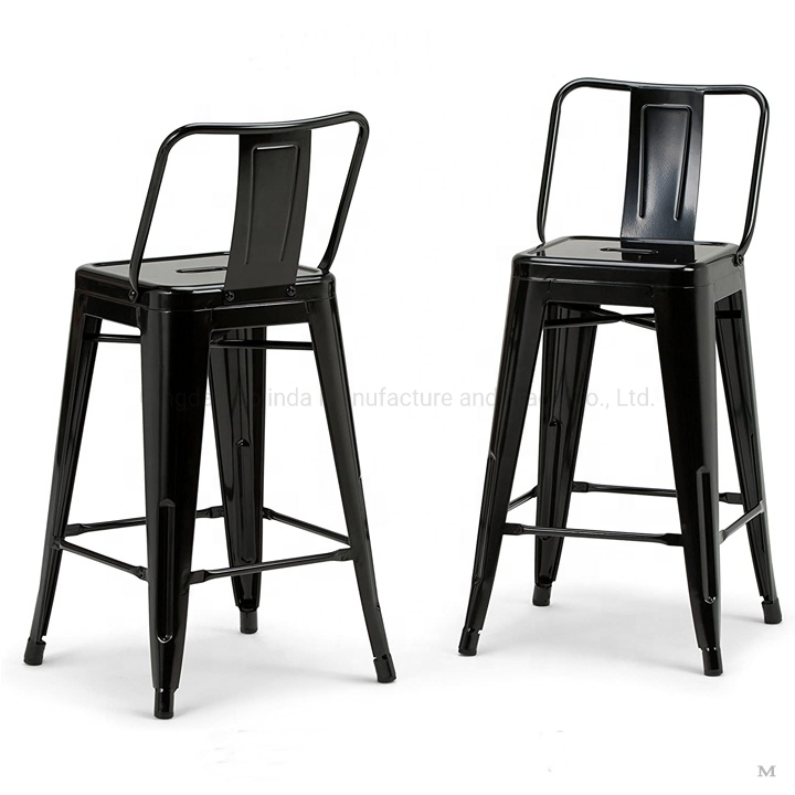 Commerical Grade Industrial Style Bar Chairs Colorful Metal Backrest Bar Stools Tolix Stool with Small Backrest Pauchard Style