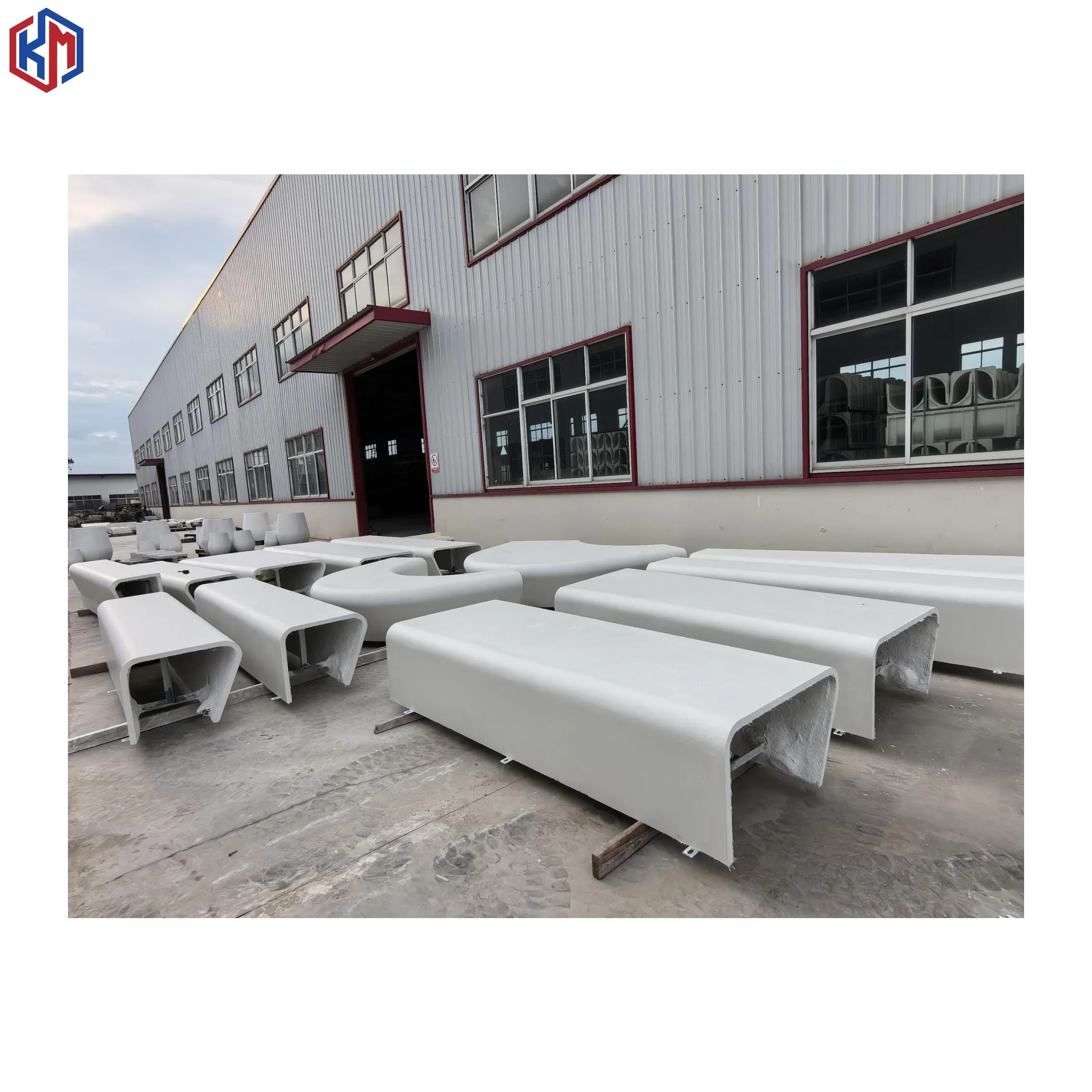 Factory Price Outdoor Weather Resistant White Light Weight Grc Gfrc Concrete Garden Bench Flower Pond