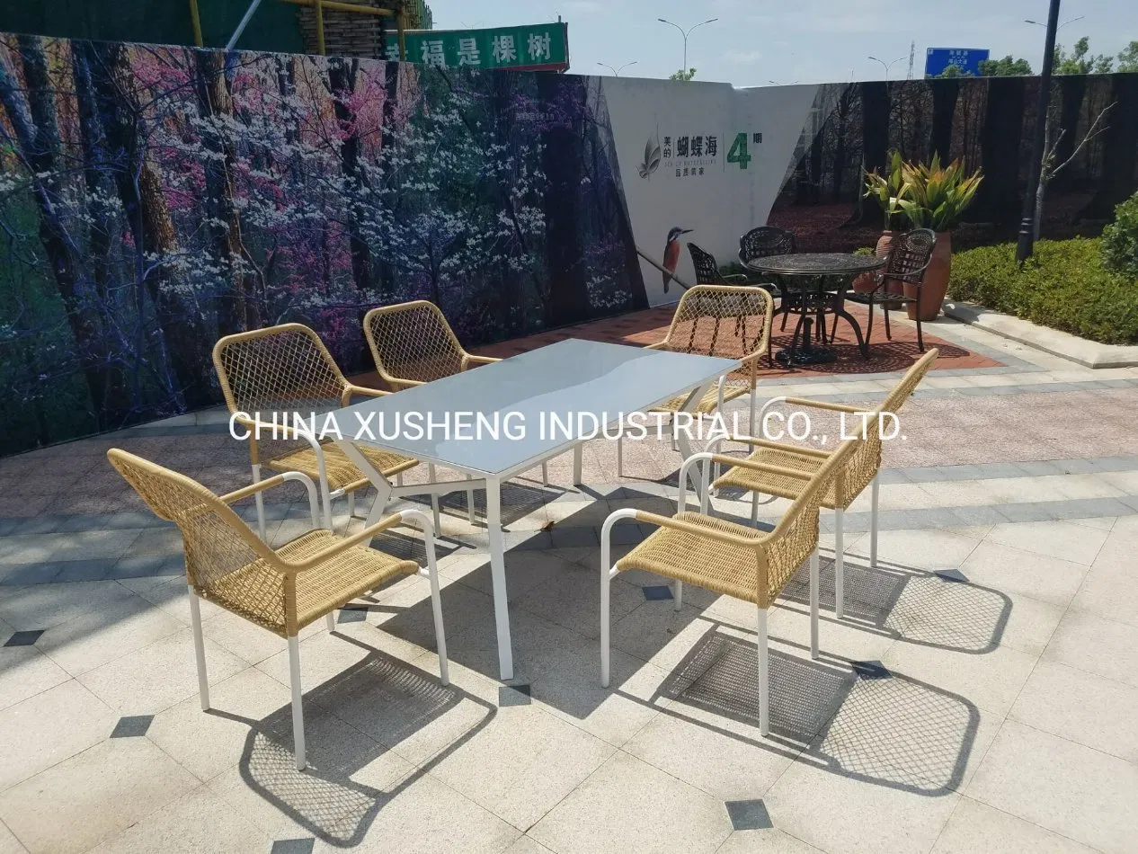 6 Piece Outdoor Metal Patio Dining Furniture Garden Sets with Umbrella