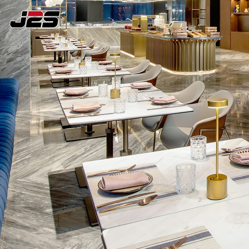 High Traffic Velvet Booth Seating Brass Leg Upholstered Chairs Marble Tables Restaurant Furniture