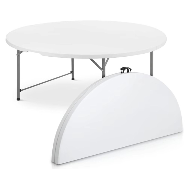Banquet Parties Washable Elastic Polyester Fitted Tablecloth Folding Camping Table White Round Folding Portable Plastic Wedding Event Party Table