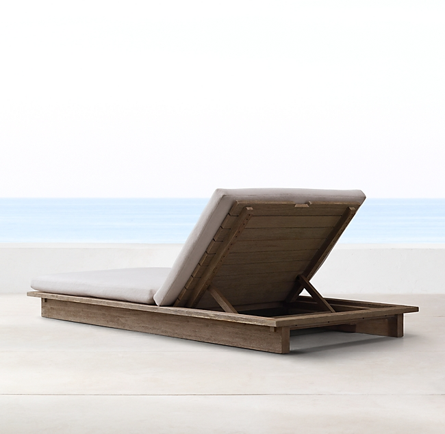 Luxury Modern Solid Wood Sunbed Hotel Poolside Teak Outdoor Lounge Chair Garden Wooden Chiase Lounge