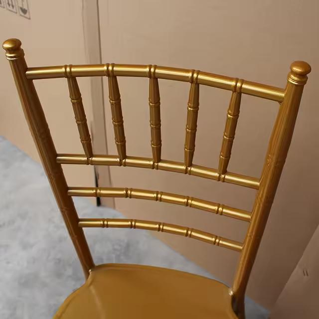 Chiavari Chair Event Name Tiffan Steel Chair Outdoor Hotel Metal Types of Furniture Wholesale Wedding Chair with Cushions