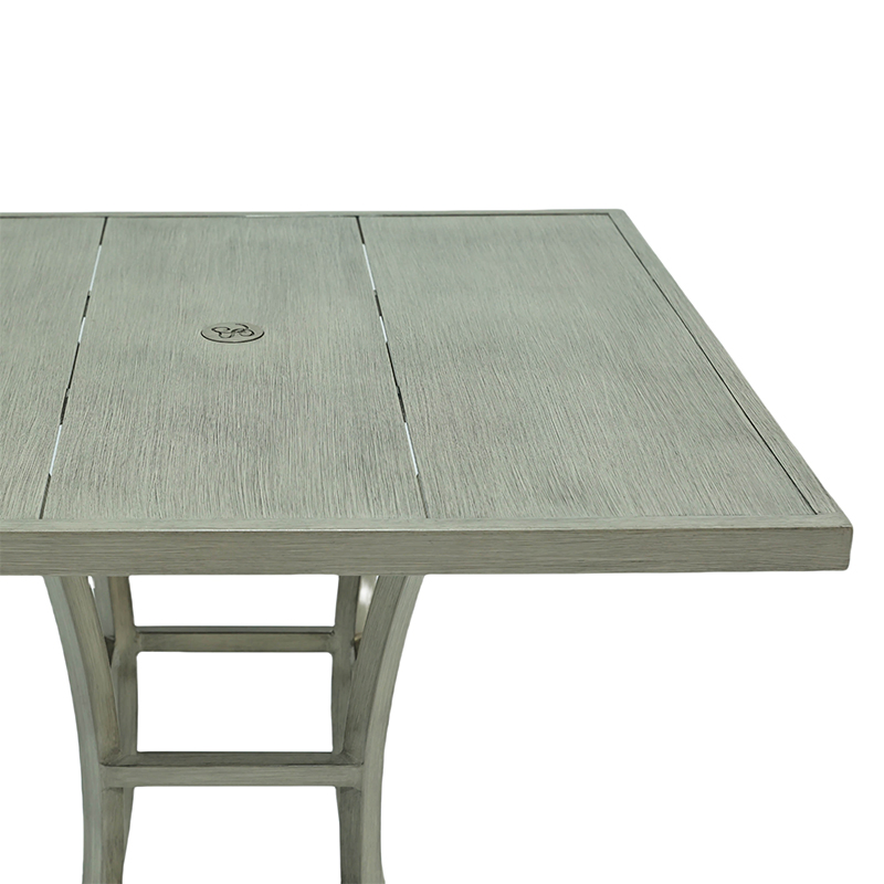 Modern Furniture Outdoor Backyard/Patio Garden Slate Grey 2-Piece Square Metal/Aluminum Dining Table Set with 2 Arm Chairs