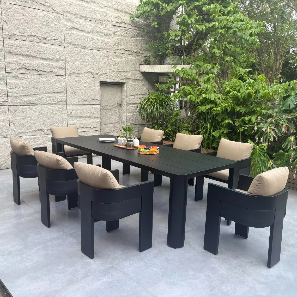 High Quality Patio Garden Outdoor Furniture Modern Aluminum Table Chair Dining Set