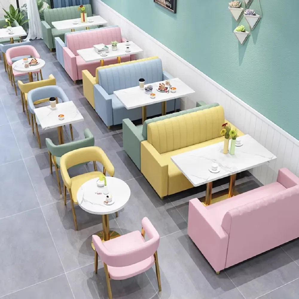 Customized Restaurant Cafe High Backrest Restaurant Bar Furniture Leather Wooden Booth Seating