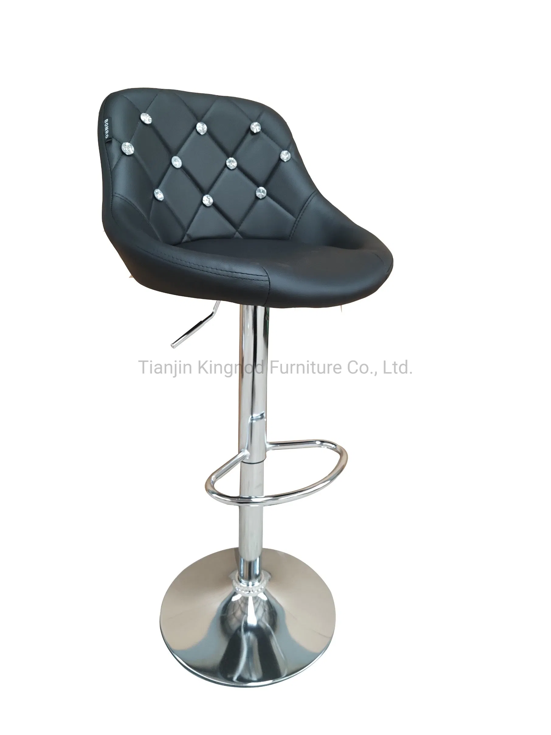 Vintage Style Stylish PU Bar Chair Chromed Base Swivel Industrial Bar Stools