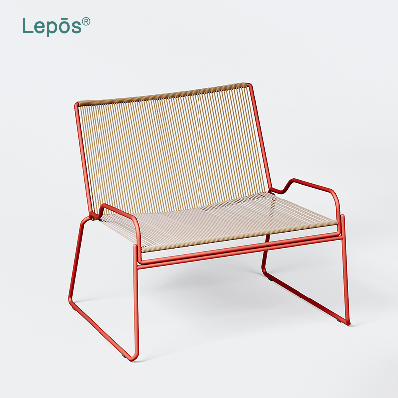 Modern Design Rope Woven Chair Garden Patio Balcony Cafe Lounge Chair 201 Stainless Steel Frame Stackable Outdoor Leisure Chair