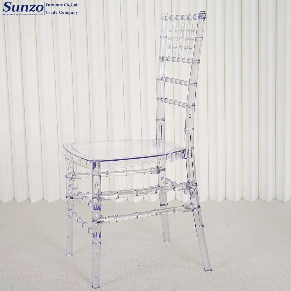 Modern Stackable Transparent Clear Plastic Acrylic Hotel Wedding Party Chiavari Chairs for Event
