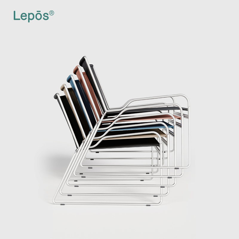 201 Stainless Steel Leisure Chair Waterproof Breathable Rope Woven Chair Home Garden Patio Cafe Poolside Stackable Outdoor Chair