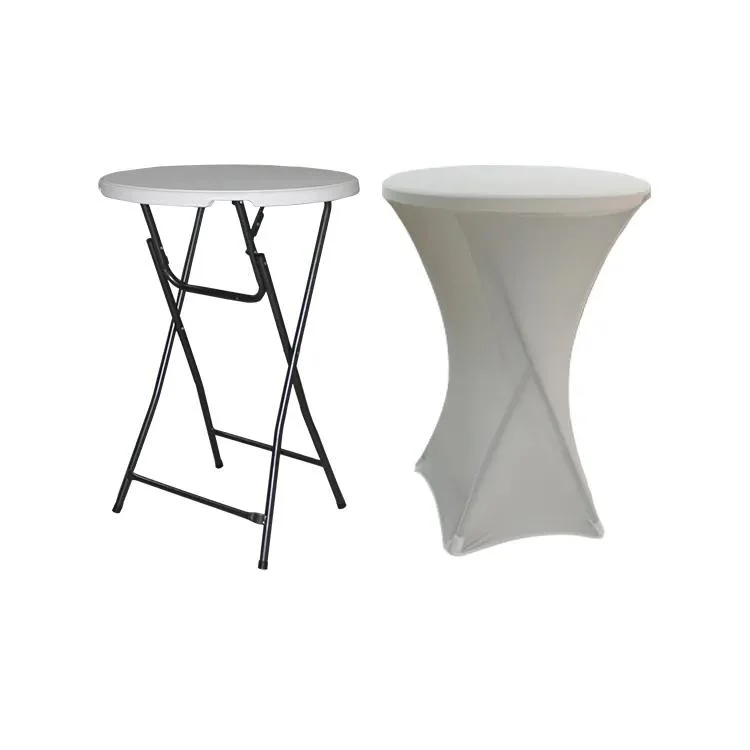 Outdoor High Top Plastic Folding Cocktail Table Round Folding White Round Party Table for Events