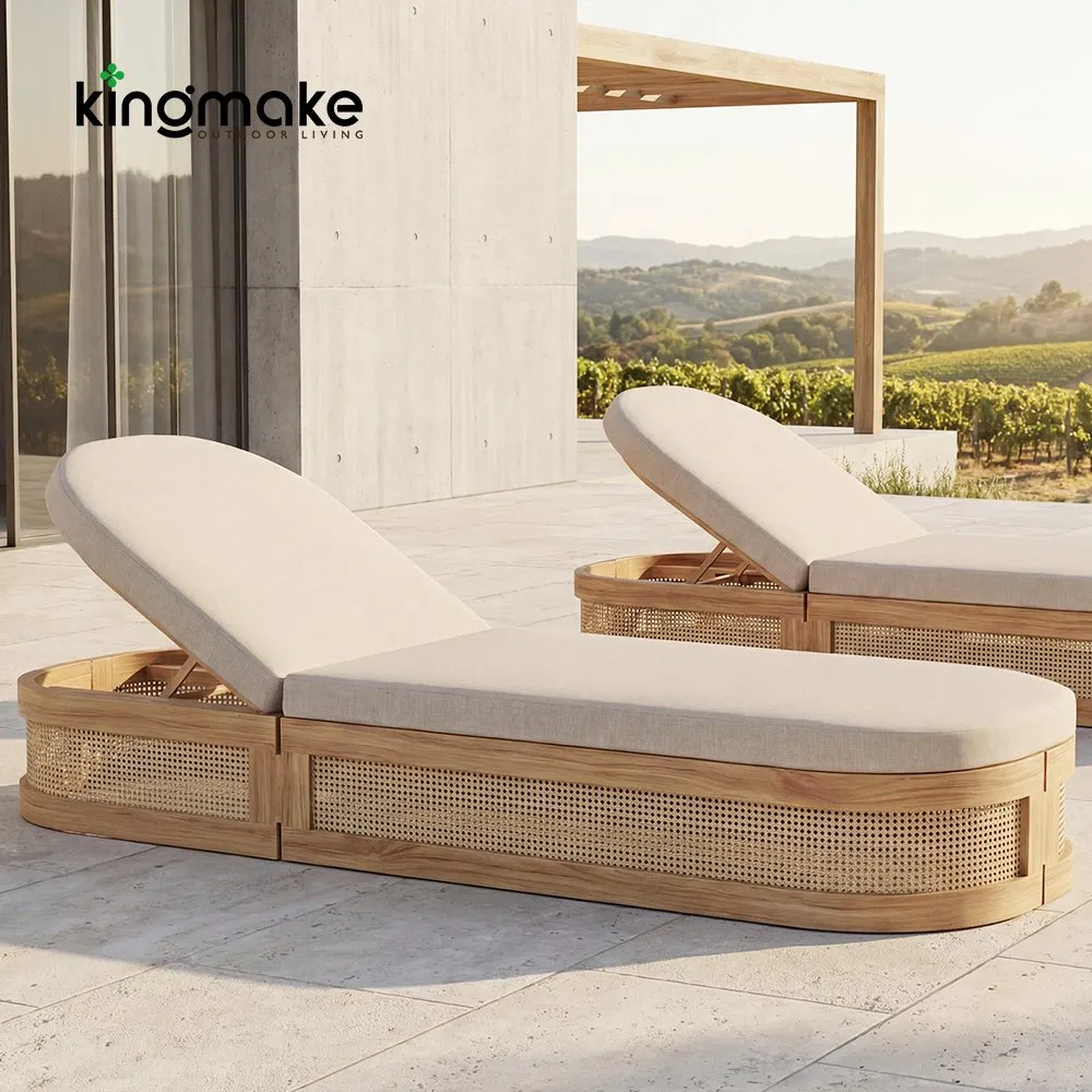Luxury Garden Furniture Villa Poolside Outdoor Chaise Lounge Wicker Woven Sun Lounger for Beach Club