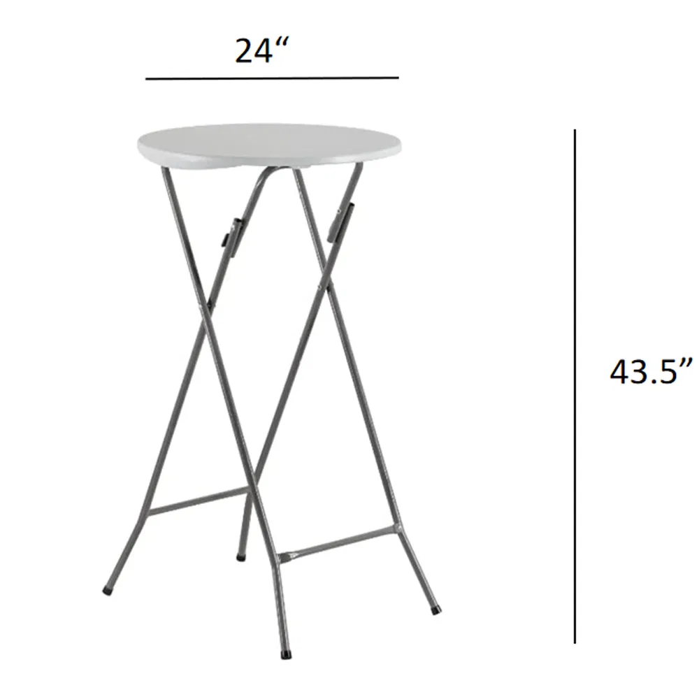 Outdoor Event White Plastic High Top Round Bar Height Folding Cocktail Table for Party