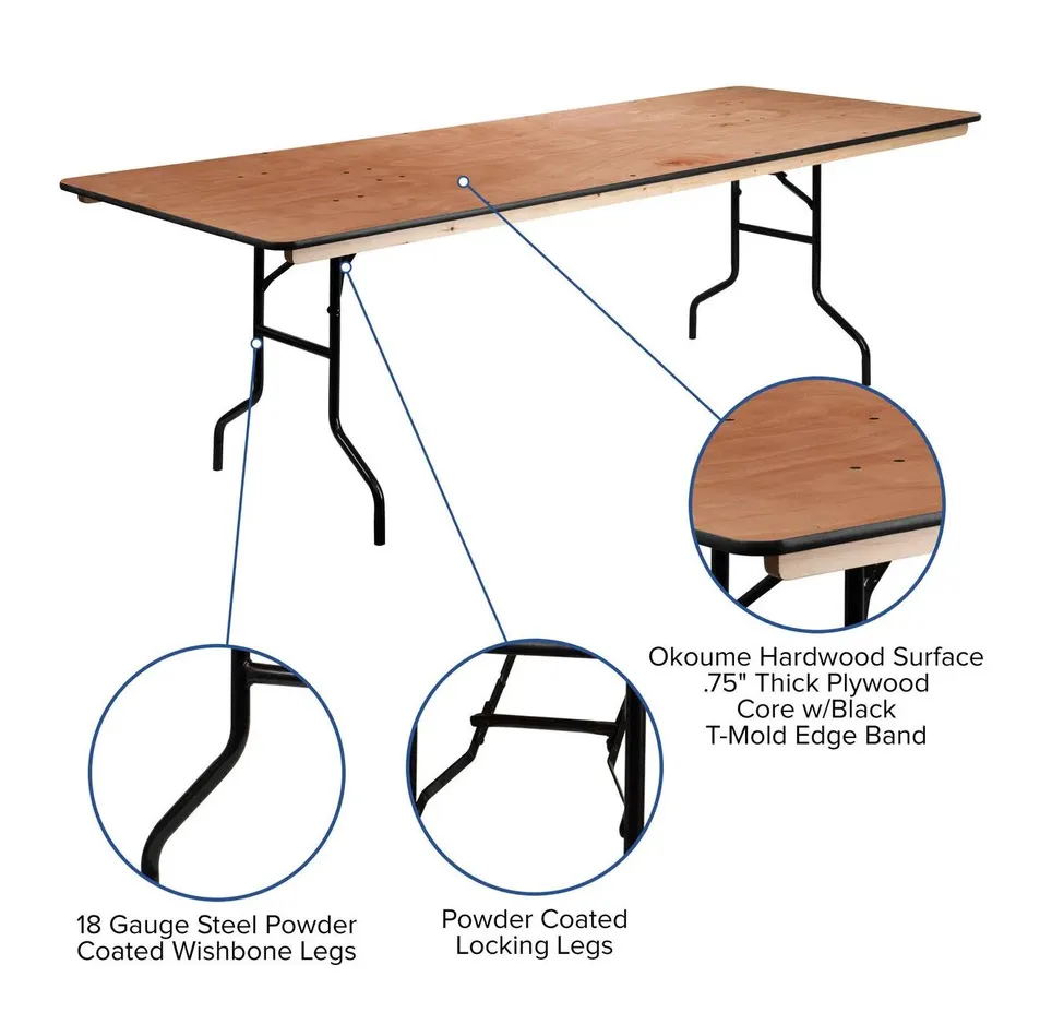 Plywood Rectangle Folding Table