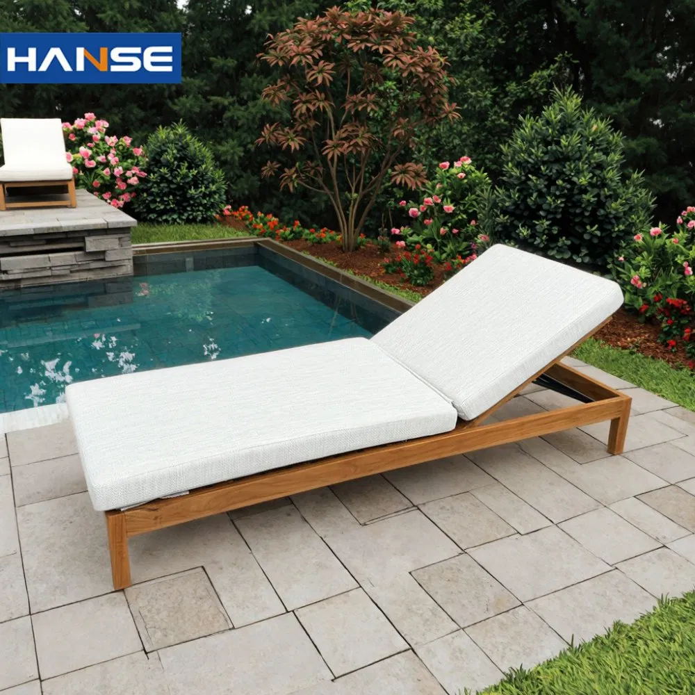 Outdoor Sun Bed Luxury Business Hotel Outdoor Furniture Wood Sunbed Waterproof Poolside Sun Loungers