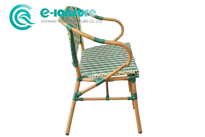 Premium Outdoor Bench Chair Collection Weather-Resistant Aluminum Frame with Woven Rattan Armrests Bench for Restaurant Terraces