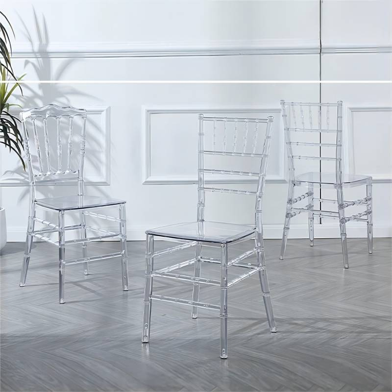 White Transparent Phoenix Napoleon Clear Crystal Plastic Acrylic Resin Tiffany Chiavari Wedding Chair
