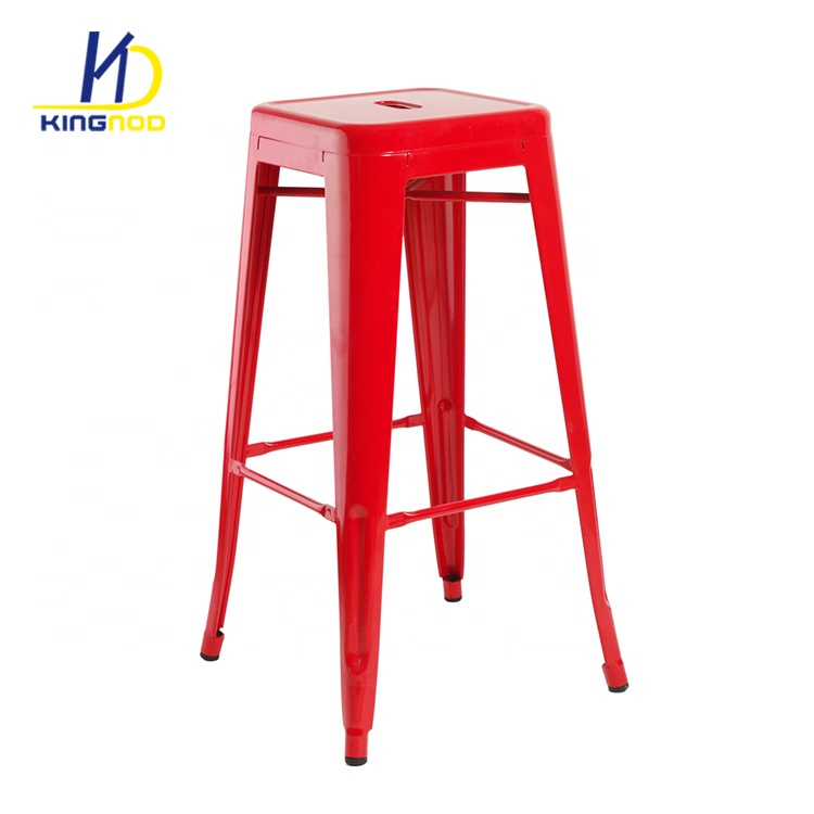 Bistro Style Industrial Stackable Galvanized Steel Metal Bar Stool