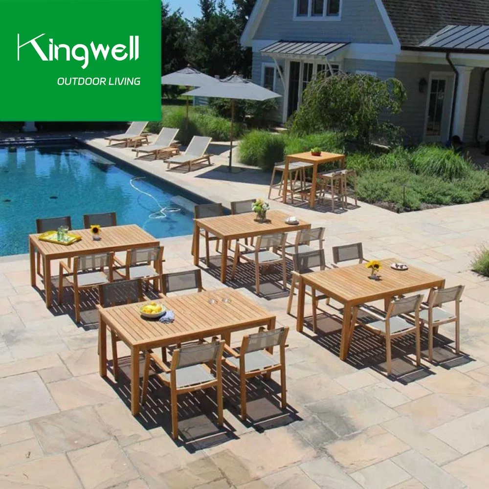 China Teak Wood Outdoor Garden Patio Dining Furniture Table Set for Hotel