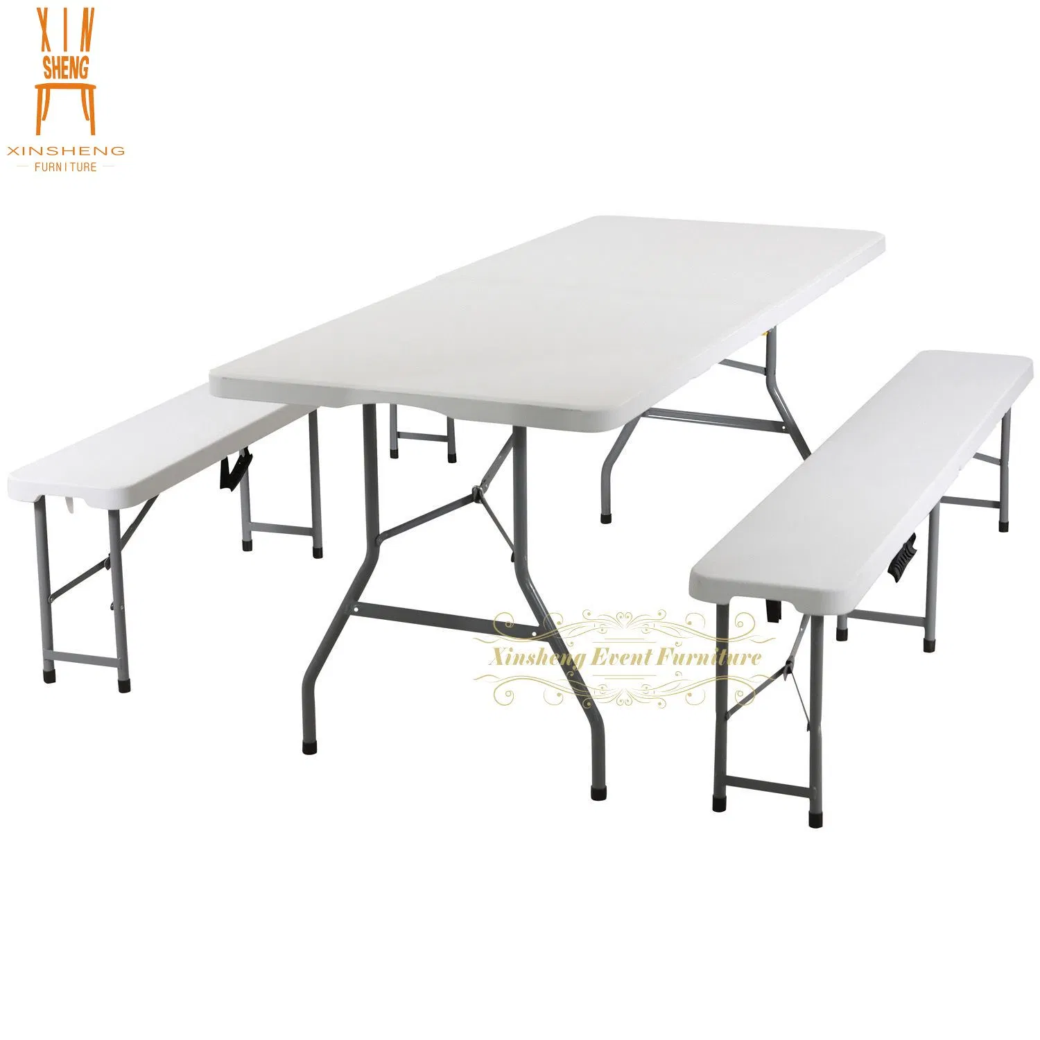 Portable Folding White Rectangular Plastic Outdoor Furniture Folding Tables for Banquet Event Party Catering Dining Camping