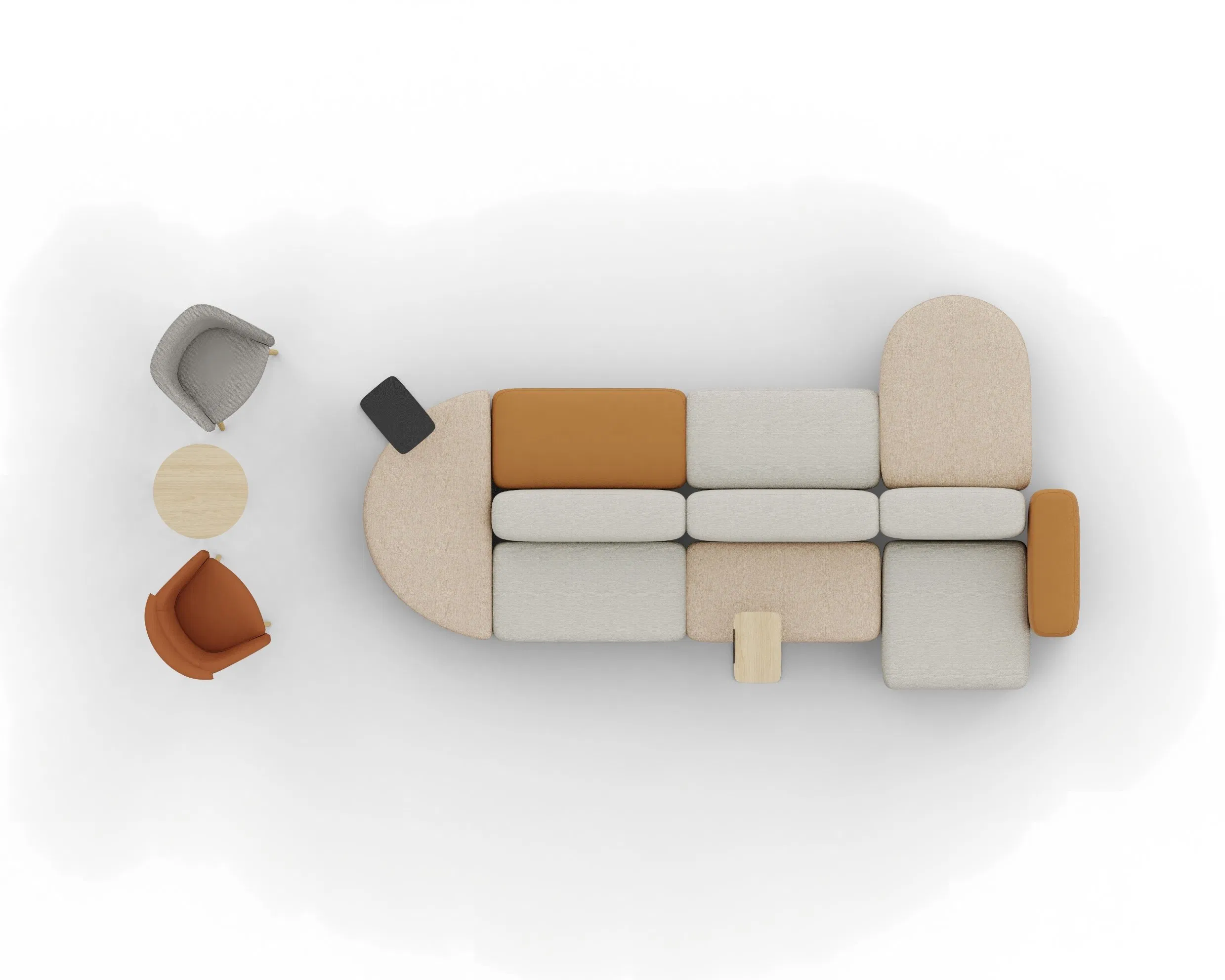 Customize Sectional Modular Sofas Free Combination Ottoman Living Room Comfortable Upholstered Sofa