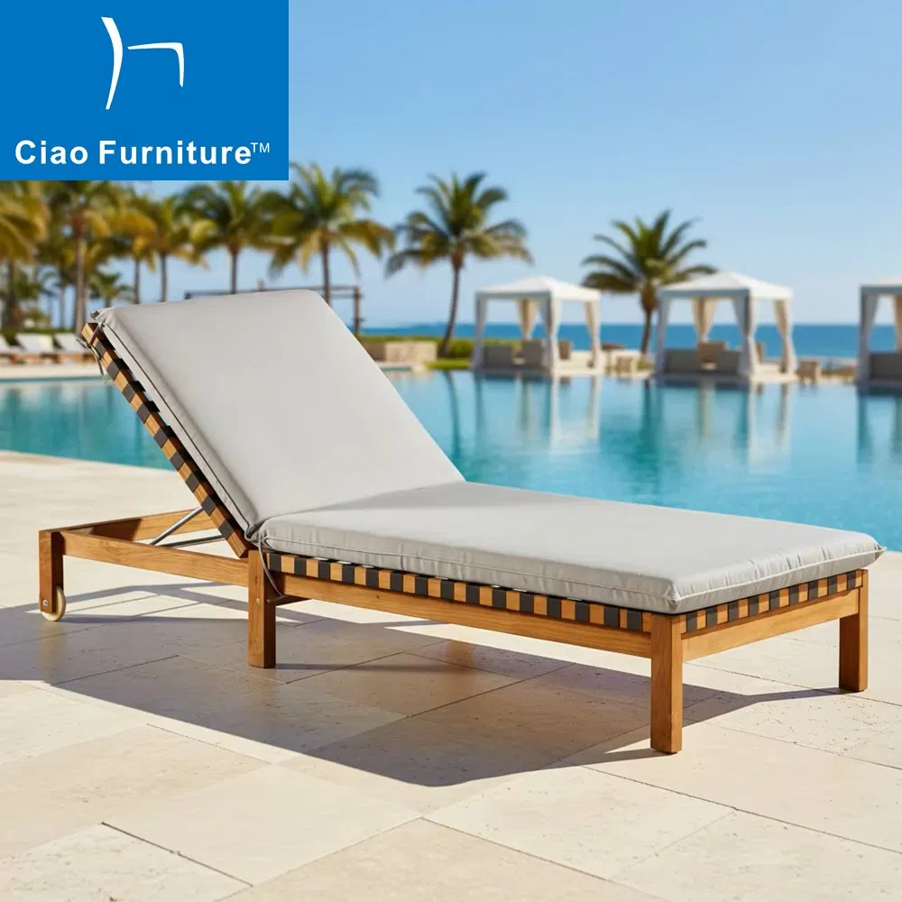 Luxury Teak Wood Beach Sunbed Chaise Lounge Hotel Outdoor Poolside Sun Lounger