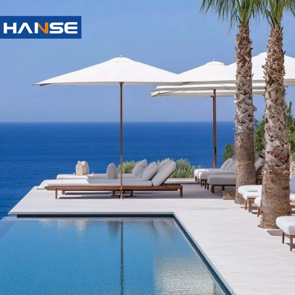 Modern Resort Furniture Villa All-Weather Luxury Solid Teak Daybed Furniture Garden Lounger Poolside Outdoor Chaise Beach Lounge Chair