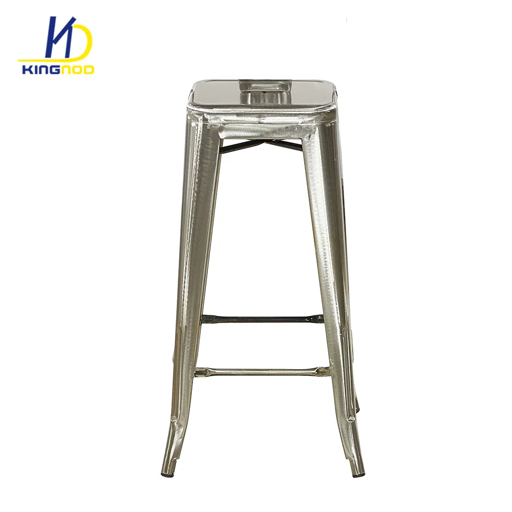 Bistro Style Industrial Stackable Galvanized Steel Metal Bar Stool
