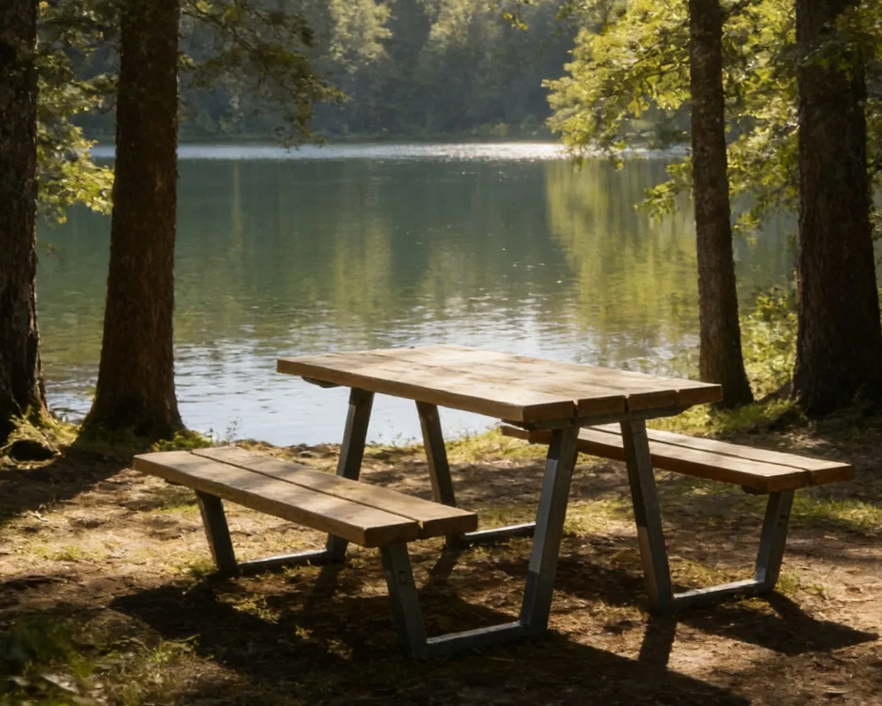 Weather Resistant Contemporary Outdoor Garden Table Bench Set - Modern Patio Furniture for Backyard/Patio