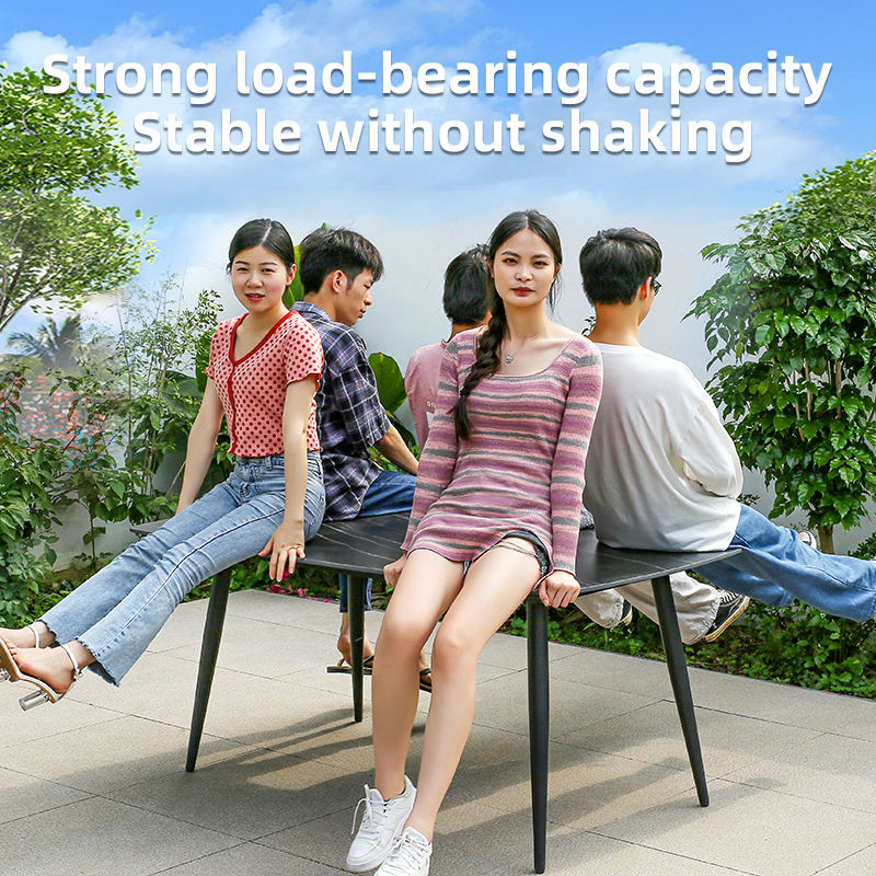 Metal Style Rock Plate Cafe Table and Chairs Garden Sets for Outdoor Patio Dining