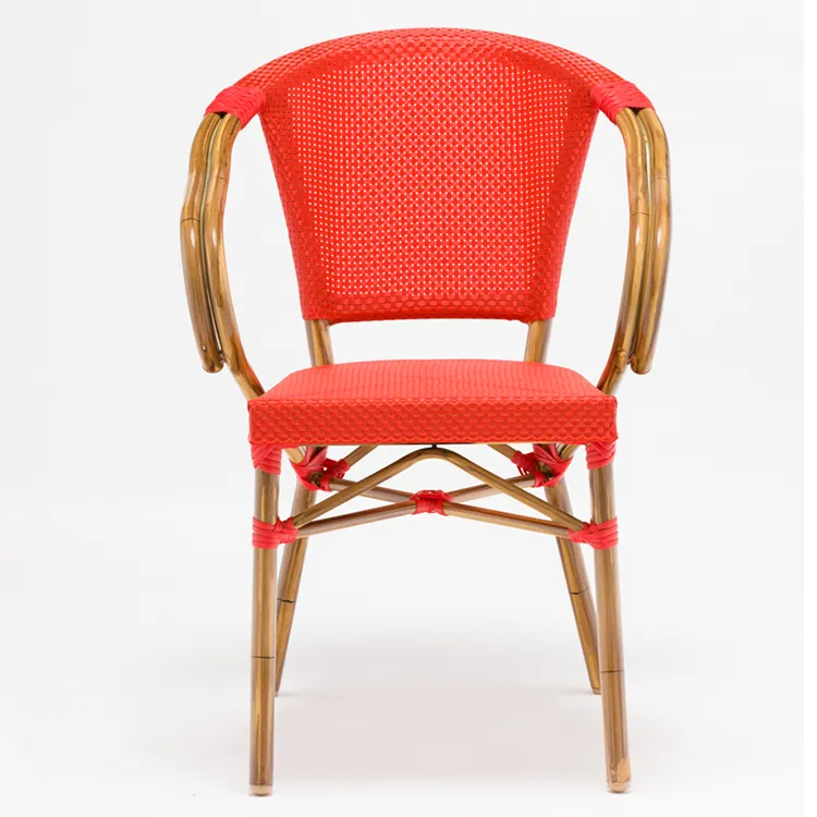 Bistro Aluminum Frame Bamboo Stackable Chair