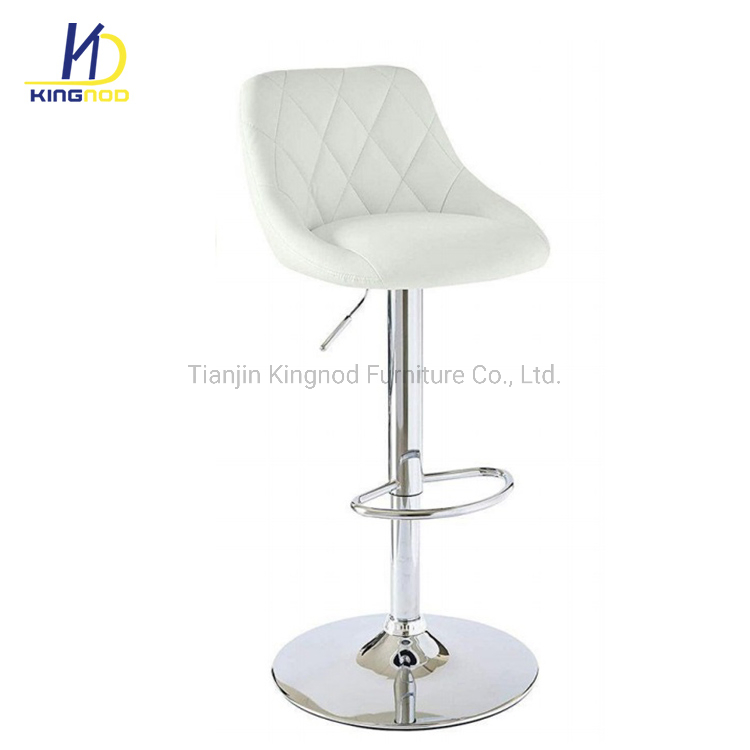Vintage Style Stylish PU Bar Chair Chromed Base Swivel Industrial Bar Stools