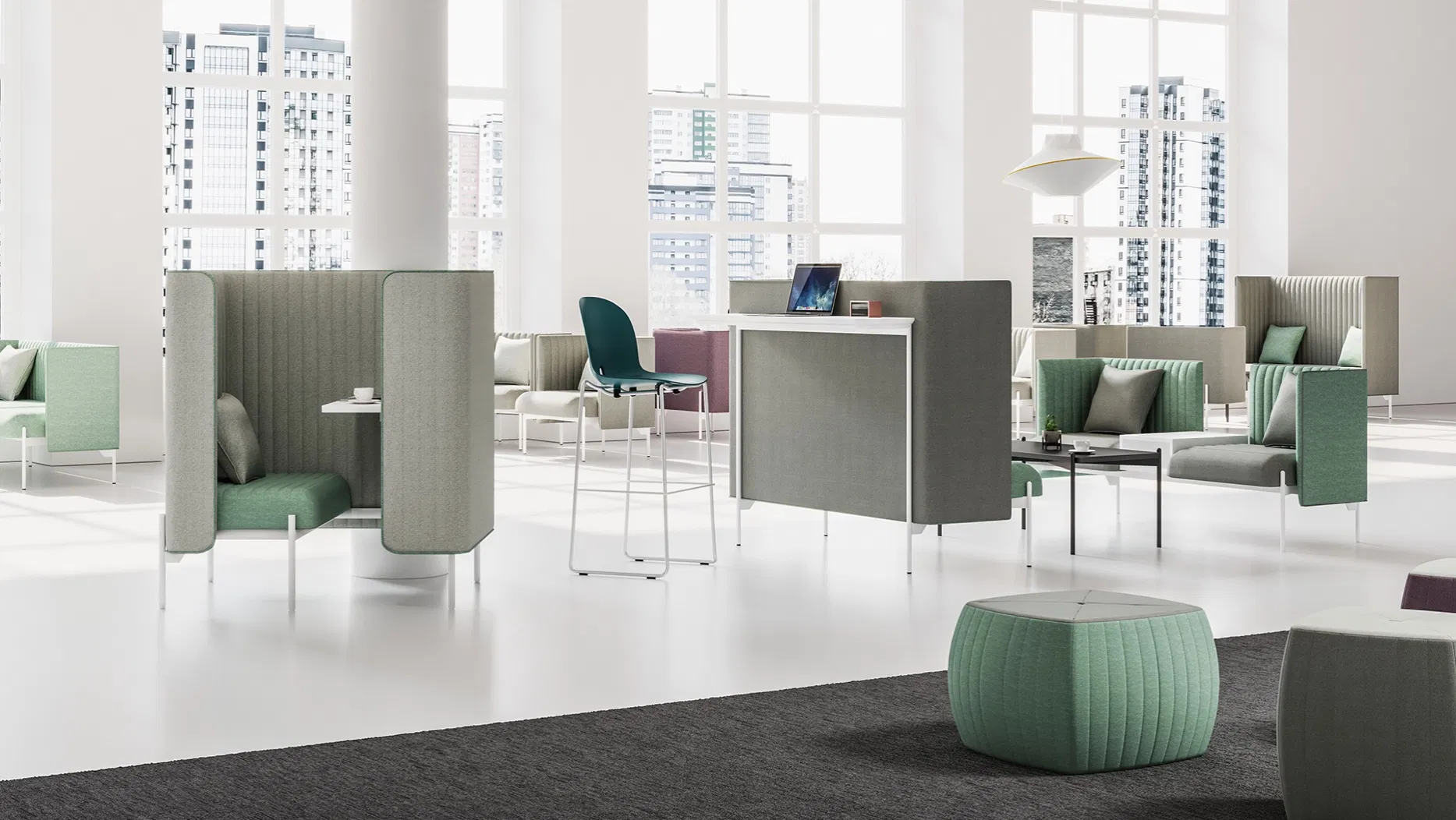 Luxury Modular Office Booth Sofa for Collaborative Work Environments