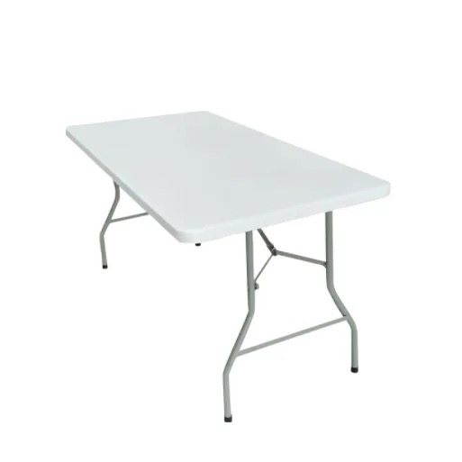 Outdoor 5FT Easy to Clean Moisture Proof Center Portable Rectangle White HDPE Party Event Folding in Half Long Plastic Table