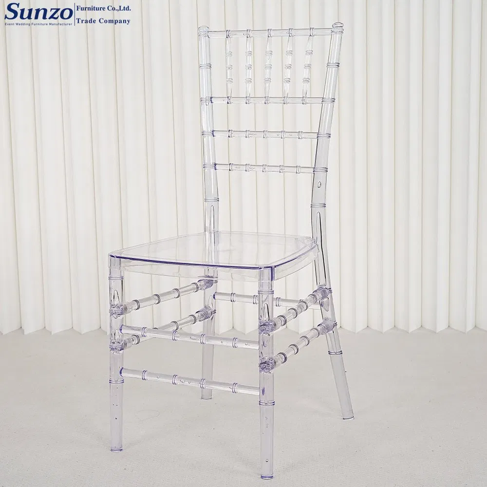 Modern Stackable Transparent Clear Plastic Acrylic Hotel Wedding Party Chiavari Chairs for Event