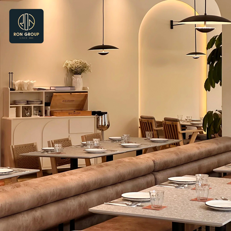 Luxury Brown Leather Modular Restaurant Sofa with Booth Seating for Cafe and Restaurant Set