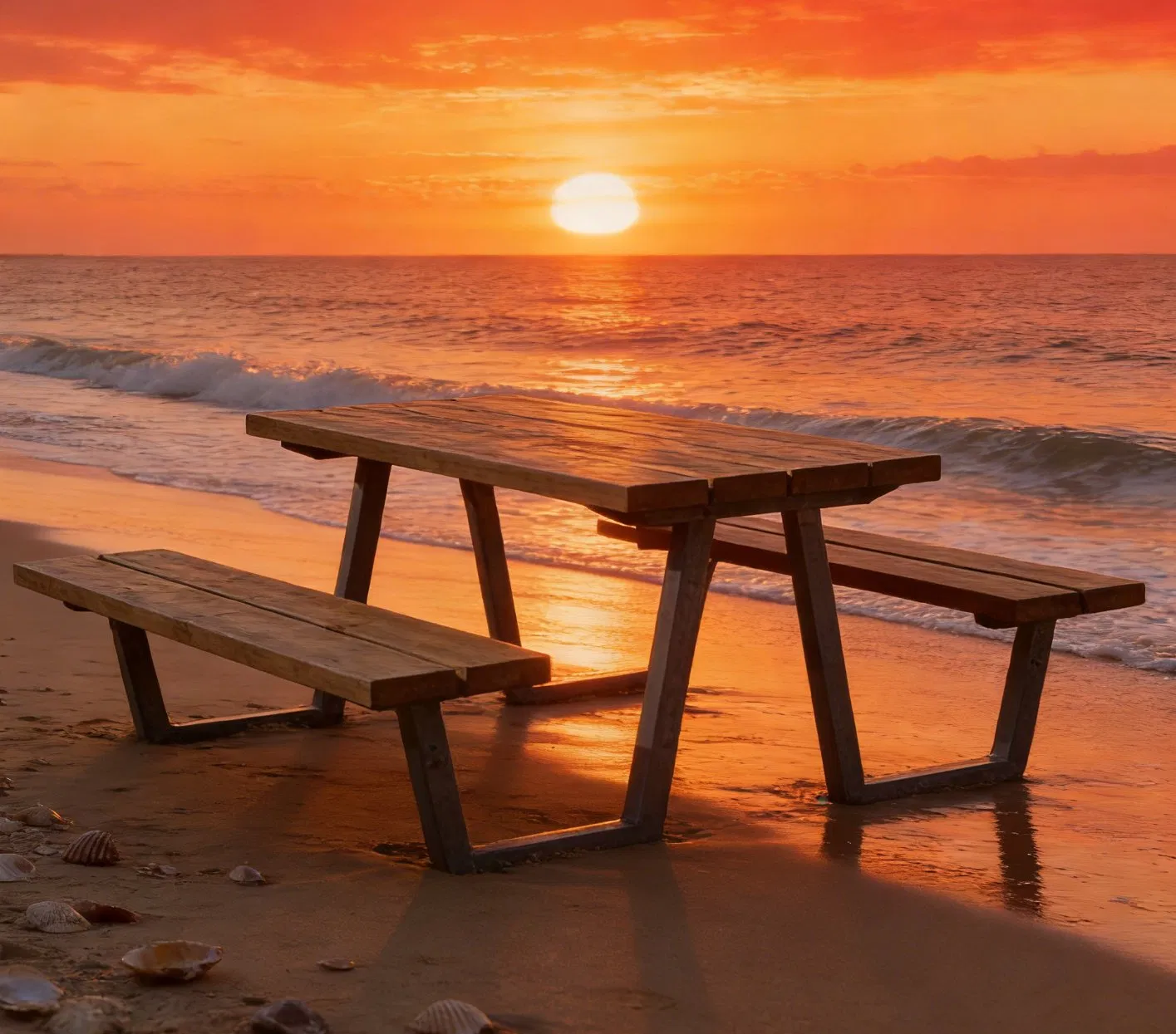 Weather Resistant Contemporary Outdoor Garden Table Bench Set - Modern Patio Furniture for Backyard/Patio