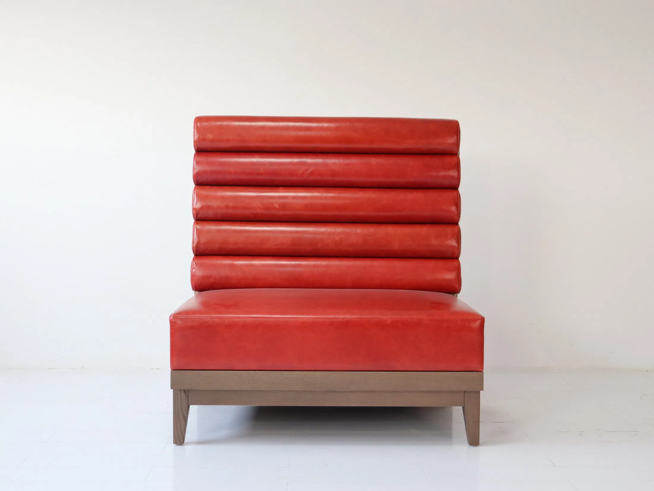 Modular Booth Sofa Red Leather Upholstered Restaurant Furniture Hotel Furniture Wooden Sofa Seating Booth Seating