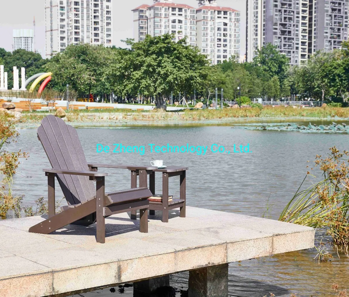 Outdoor Coffee Table Garden Patio Wooden Top Coffee Side Table