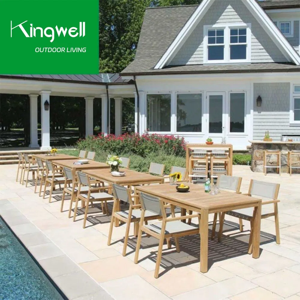 China Teak Wood Outdoor Garden Patio Dining Furniture Table Set for Hotel