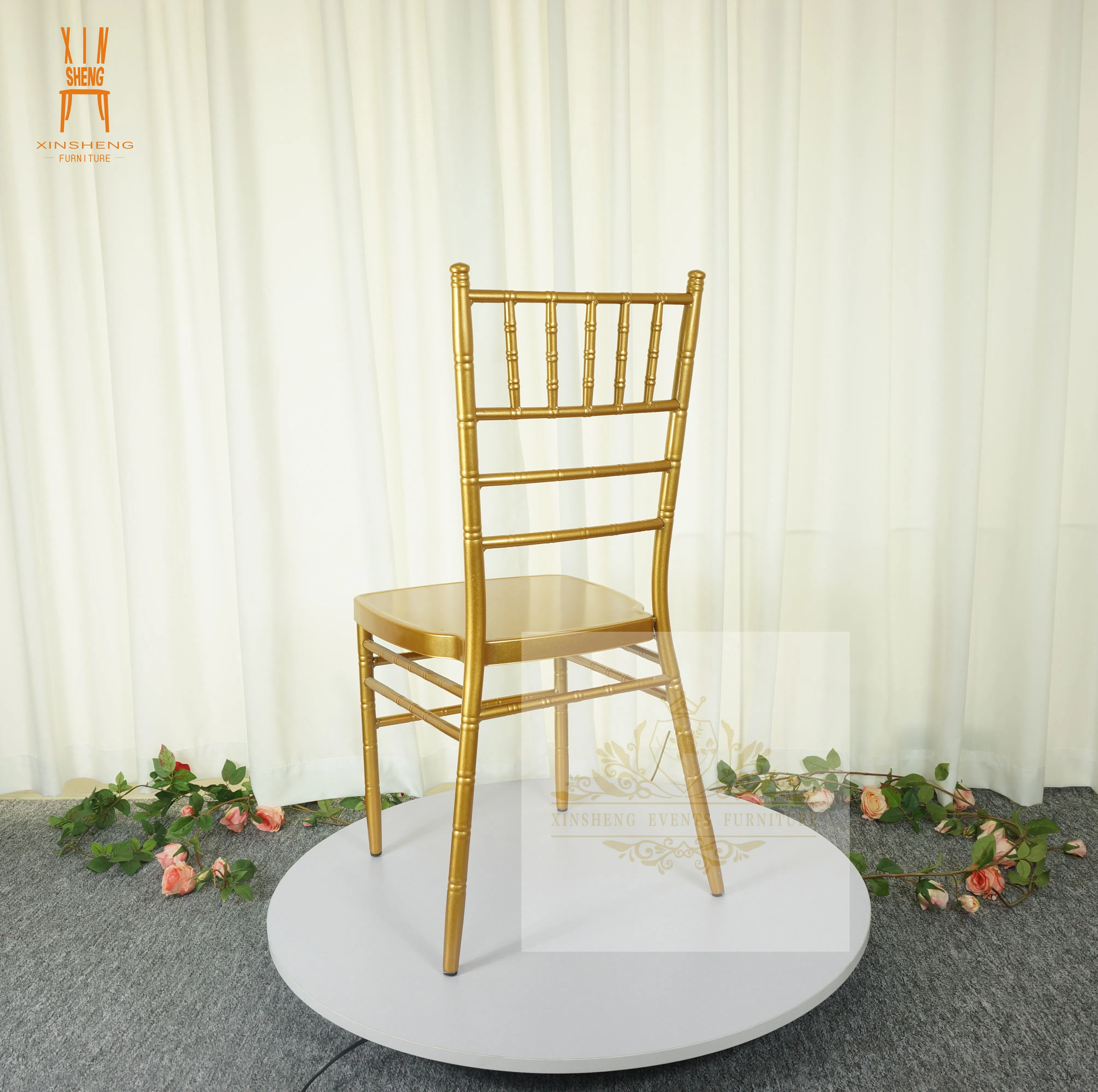 D25 Tube Gold Metal Chiavari Chair for Dining Banquet Wedding Chiavari Events