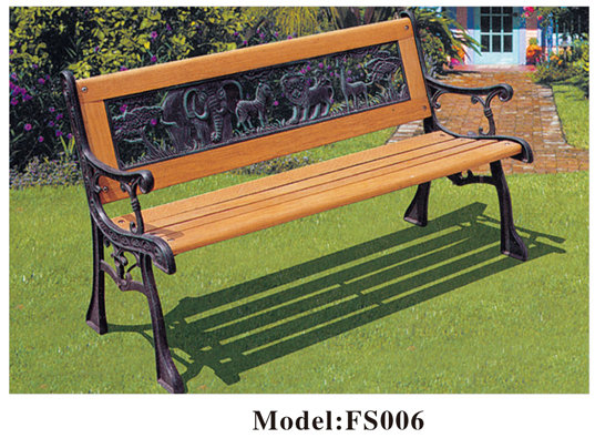 Durable Outdoor Metal Wooden Bench for Garden Park - Weather Resistant Garden Chair