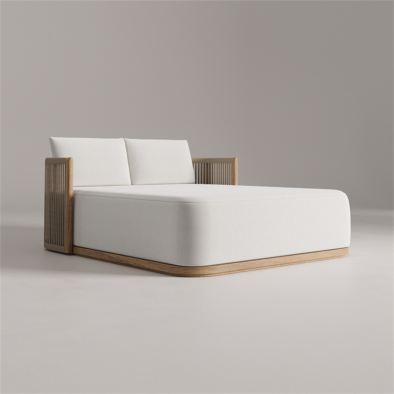 Luxury Teak Double Sun Lounger for Hotel Poolside Relaxation