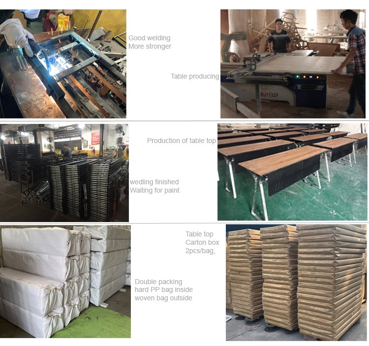 Wholesale Hotel Plywood Outdoor Funirture Metal Steel 1.8m 1.5m Lecong Foshan Factory Foldable PVC White Grey Banquet Tables for Events