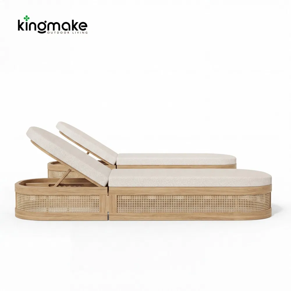 Luxury Garden Furniture Villa Poolside Outdoor Chaise Lounge Wicker Woven Sun Lounger for Beach Club