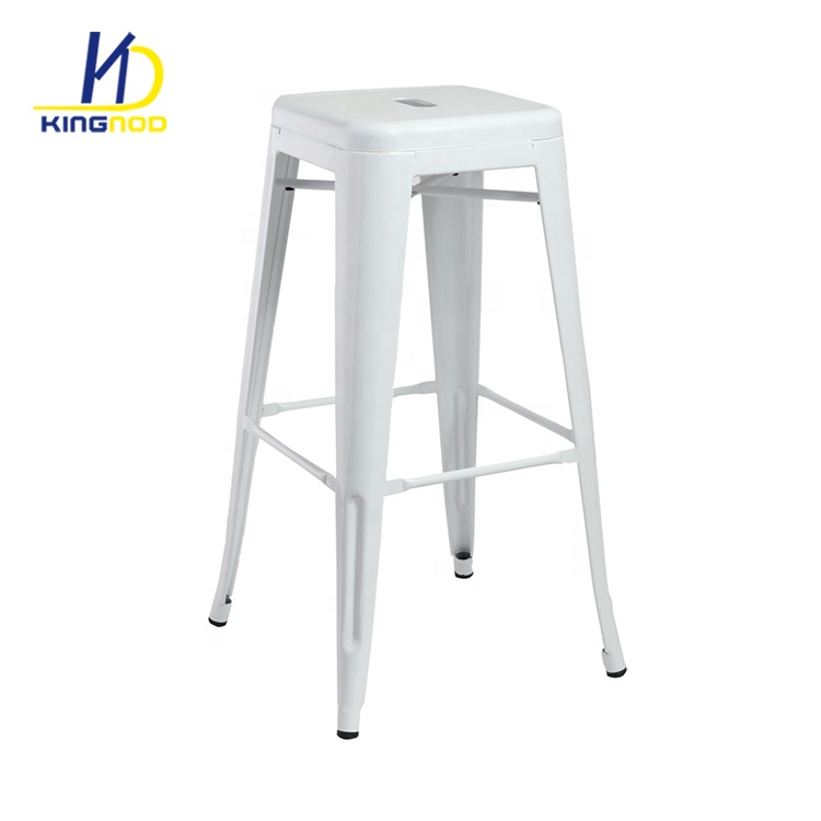 Bistro Style Industrial Stackable Galvanized Steel Metal Bar Stool