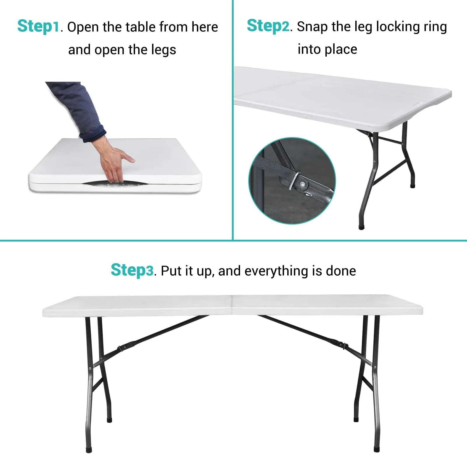 Wholesale Custom Durable White Outdoor Garden Party Camping Events Plastic Folding Table