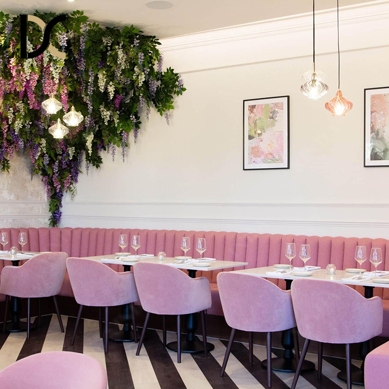Modern European Style Hotel Lobby Cafe Bespoke Upholstered Pink Booth Seating