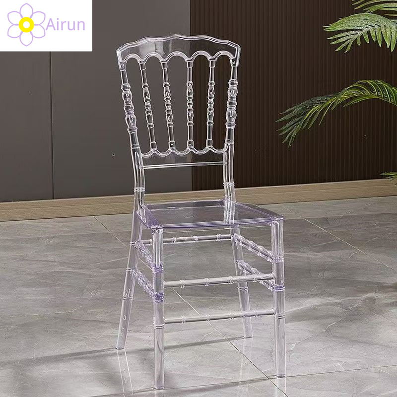 PC Transparent Clear Crystal Resin Plastic Acrylic Outdoor Hotel Wedding Event Banquet Party Restaurant Napoleon Chiavari Dining Stacking Durable Chair
