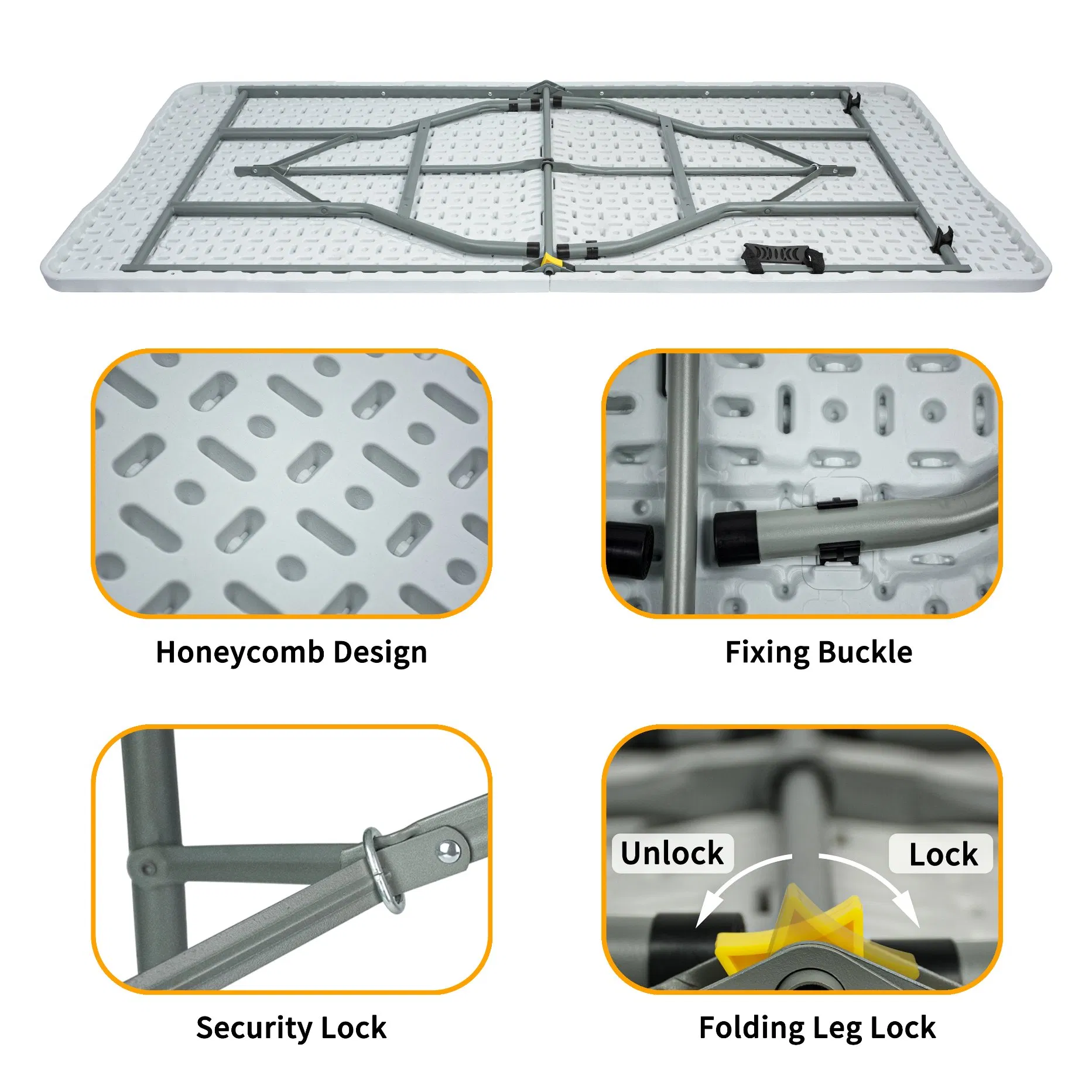 Heavy Duty 4FT 5FT 6FT 8FT Outdoor Event Portable White Plastic Folding Rectangle Table for Party